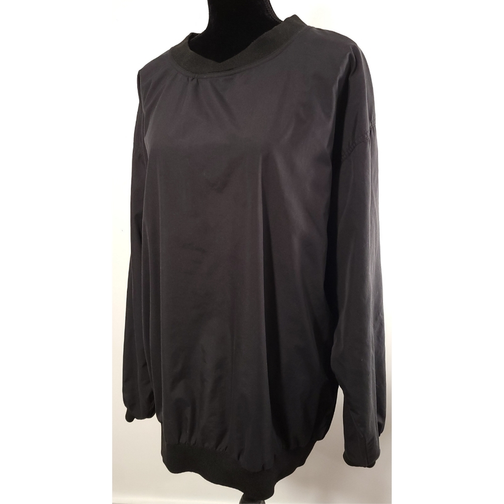 Vintage Chukkers V Neck Nylon Windbreaker Solid Black Sz 2x
